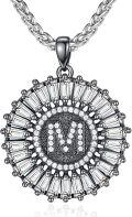 wholesale 925 Sterling Silver Round CZ Initial Pendant Necklaces for Men & Women-0-0