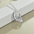 wholesale 925 Sterling Silver Crescent Moon Mother Daughter Pendant Necklace To The Moon And Back-0-1