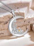 wholesale  Sterling Silver Moon Pendant Birth Flower Necklace for Women -0-8