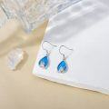 wholesale 925 Sterling Silver Blue Opal Teardrop Owl Dangle Earrings for Women Girls  4cm Long-0-4