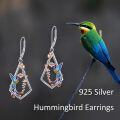 wholesale 925 Sterling Silver Hummingbird Dangle Earrings with Flower Accents - Women's Fashion s for Her-0-5