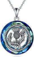 wholesale 925 Sterling Silver Blue Thistle Pendant Necklace s for Women-0-0