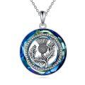 wholesale 925 Sterling Silver Blue Thistle Pendant Necklace s for Women-0-0