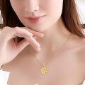 wholesale 14K Gold Lotus Flower Pendant Necklace with Cubic Zirconia Stones - Elegant s for Women-0-2