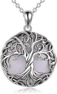wholesale  Sterling Silver Tree of Life Necklace with Dainty Pendant Irish Jewelry Gift for Women -Moonstone Tree Pendant