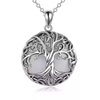 wholesale 925 Sterling Silver Abalone Shell Tree of Life Pendant Necklaces Wholesale - Irish s for Women-Moonstone Tree Pendant