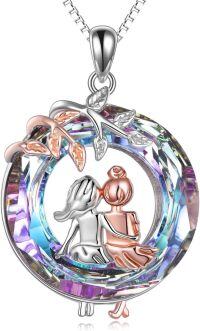 wholesale Sterling Silver Heart Necklace Sisters Gift for Friendship Birthday Christmas-Sisters Crystal Jewelry
