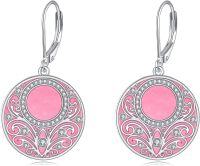 wholesale 925 Sterling Silver Celtic Teardrop Filigree Earrings Jewelry Gifts for Women-Pink stone filigree earrings