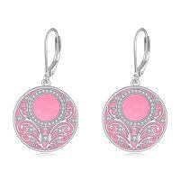 wholesale 925 Sterling Silver Celtic Teardrop Filigree Earrings Jewelry Gifts for Women-Pink stone filigree earrings
