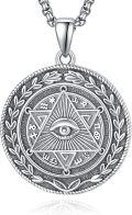 wholesale 925 Sterling Silver Onyx Witch's Knot Tetragrammaton Hecate Lilith Pentagram Triple Moon Goddess Pendant Necklace-0-0