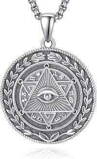 wholesale 925 Sterling Silver Onyx Witch's Knot Tetragrammaton Hecate Lilith Pentagram Triple Moon Goddess Pendant Necklace-B-Eye of Horus Constellation