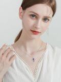 wholesale 925 Sterling Silver Purple Gemstone Lotus Necklace-0-2