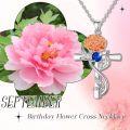 wholesale 925 Sterling Silver 12 Birthstone Flower Pendant Necklace for Women-0-31