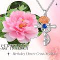 wholesale 925 Sterling Silver Cross Pendant With Red Gemstone And Lily Design-0-31