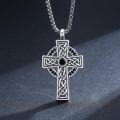 wholesale 925 Sterling Silver Celtic Knot Black Onyx Cross Pendant Necklace for Men & Women-0-2