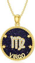 wholesale 14k Gold Plated Blue Sandstone Zodiac Necklace 12 Constellation Pendant for Women-0-41
