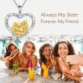 wholesale 925 Sterling Silver Necklace Wholesale Sister Friendship Heart Pendant With Gold Tone Women-0-1