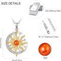 wholesale 925 Sterling Silver Amber Stone Sun & Moon Pendant Necklace for Women Celestial -0-2