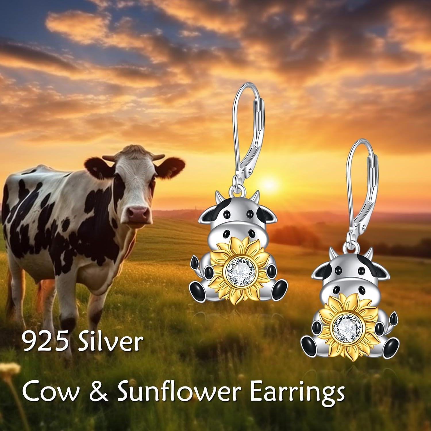 Sterling Silver Moon Star Wolf Drop Dangle Earrings Jewelry Gifts for Women-0-4