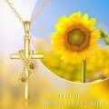 wholesale 14K Gold Sunflower Cross Pendant Necklace for Women Gifts - Mothers Day Jewelry-0-4