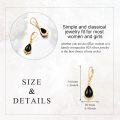 wholesale Gold-Plated 925 Sterling Silver Black Onyx Tear Drop Leverback Earrings-0-3