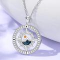 wholesale 925 Sterling Silver Turquoise Mountain Compass Pendant Necklace for Women Ocean Wave Design  48cm Chain Length-0-3