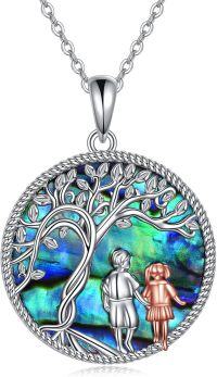 wholesale Sterling Silver Heart Necklace Sisters Gift for Friendship Birthday Christmas-Brother Sister Abalone