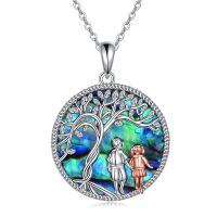 wholesale Sterling Silver Heart Necklace Sisters Gift for Friendship Birthday Christmas-Brother Sister Abalone