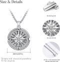 wholesale 925 Sterling Silver Compass Pendant Necklace  with Cubic Zirconia for Men & Women - Graduation Gift Idea-0-4