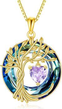 wholesale Sterling Silver Crystal Tree of Life Necklace for Women with Birthstone-06-Jun-Alexandrite