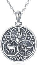 wholesale 925 Sterling Silver Aztec Symbol Pendant with Hand and Animal Motifs Necklace for Men-0-0