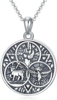 wholesale 925 Sterling Silver Aztec Symbol Pendant with Hand and Animal Motifs Necklace for Men-Holy Spirit