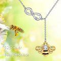 wholesale 925 Sterling Silver Infinity & Honeybee Lariat Necklace for Women and Teens-0-5