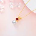 wholesale 925 Sterling Silver Gold-Plated Cubic Zirconia & Pearl Pendant Necklace for Women-0-4