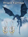 wholesale 925 Sterling Silver Gold Plated Dragon Moon Drop Earrings for Women-0-5