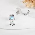 wholesale 925 Sterling Silver Moonstone Cow Stud Earrings for Women - Cute Animal -0-1