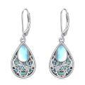 wholesale 925 Sterling Silver Dragonfly Moonstone Abalone Shell Teardrop Drop Earrings For Women-0-0