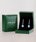 wholesale Sterling Silver White Opal Larimar Turquoise Moissanite Drop Dangle Earrings for Women-0-4