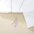 wholesale 925 Sterling Silver Musical Mermaid Pendant Necklace with Heart-Shaped Stone and Crystal Accents-0-2