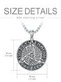 TOUPOP 925 Sterling Silver Viking Wolf Thor's Hammer Vegvisir Tree Of Life Compass Pendant Norse Amulet-0-1