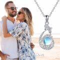 wholesale 925 Sterling Silver Teardrop Moonstone Floral Filigree Pendant Necklace Gift for Women-0-5