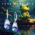 wholesale 925 Sterling Silver Blue Crystal Frog Heart Drop Earrings-0-4