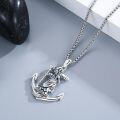 wholesale 925 Sterling Silver Saint Christopher Anchor Pendant Mens Necklace 24 Rope Chain-0-1