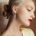 wholesale  Sterling Silver Rectangle Turquoise Dangle Earrings for Women Elegant Lightweight Gift-0-3