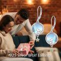 wholesale 925 Sterling Silver Moonstone Howling Wolf Star Drop Earrings for Women-0-2