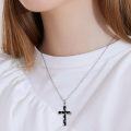 wholesale 925 Sterling Silver Black Enamel Celtic Knot Cross Pendant Necklace for Women-0-5