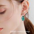 wholesale 925 Sterling Silver Emerald Drop Earrings for Women - May Birthstone Green Gemstone Dangle Jewelry-0-1