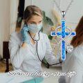 wholesale 925 Sterling Silver Blue Created Opal Cross Stethoscope Pendant Necklace for Nurses Gifts-0-1