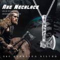wholesale 925 Sterling Silver Viking Axe Pendant Necklace With Wolf Design-0-6