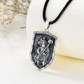 wholesale 925 Sterling Silver Saint Christopher Shield Pendant with Black Cord Chain - Religious  for Men & Women-0-1